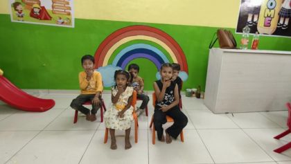 Children painting in preschool